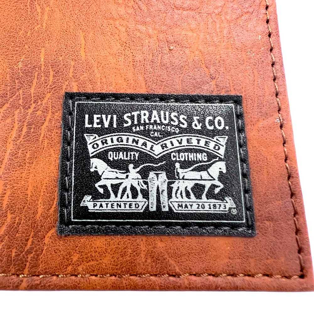 LEVI'S, MENS BROWN SINGLE FOLD MEN'S WALLET, RFID PROTECTION - Picture 3 of 12